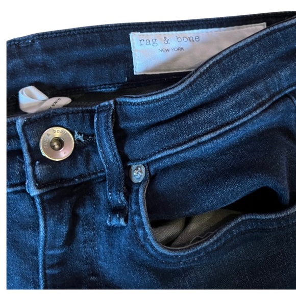 RAG & BONE Dark Indigo Rinse Nina High Rise Skinny Denim Jeans Sz 25 $225 Trendy - Picture 3 of 7